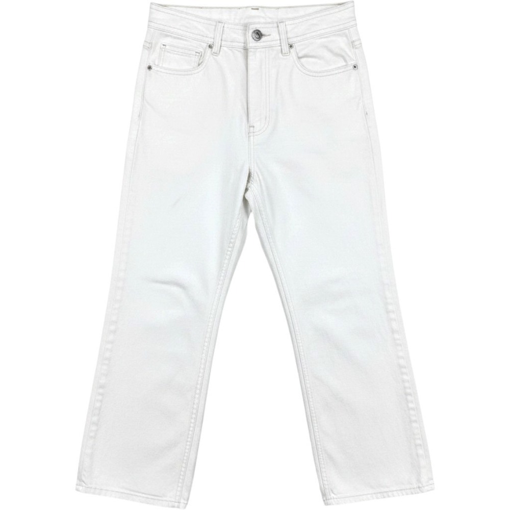 Massimo Dutti Womens 5031523 White High Rise Straight Leg Split Hem Jeans Sz 34